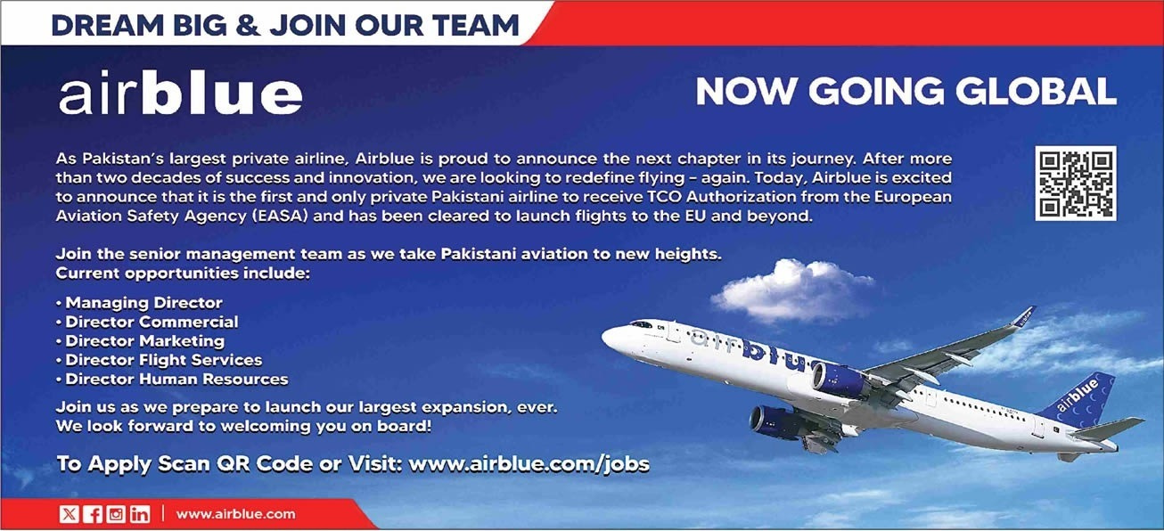 Airblue Jobs 2025 New Advertisement