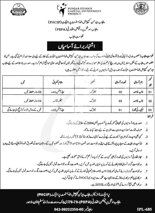 Punjab Social Protection Authority PSPA Jobs 2025 Advertisement