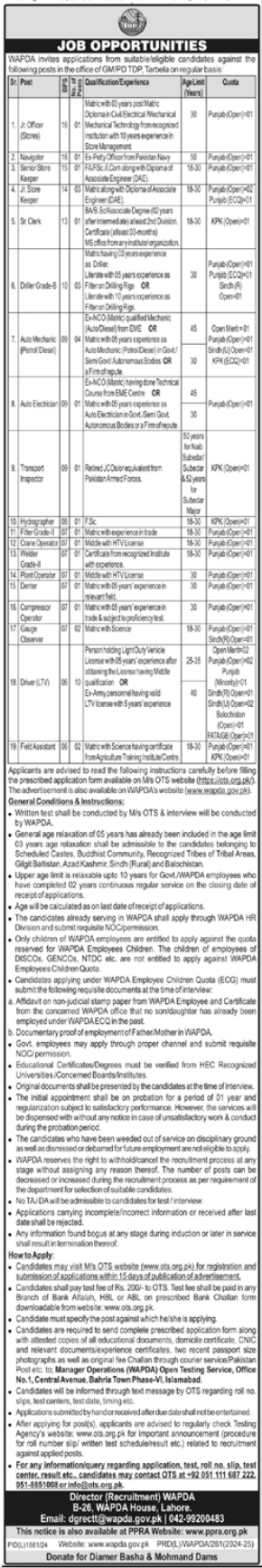 Water and Power Development Authority Jobs 2025 Advertisement