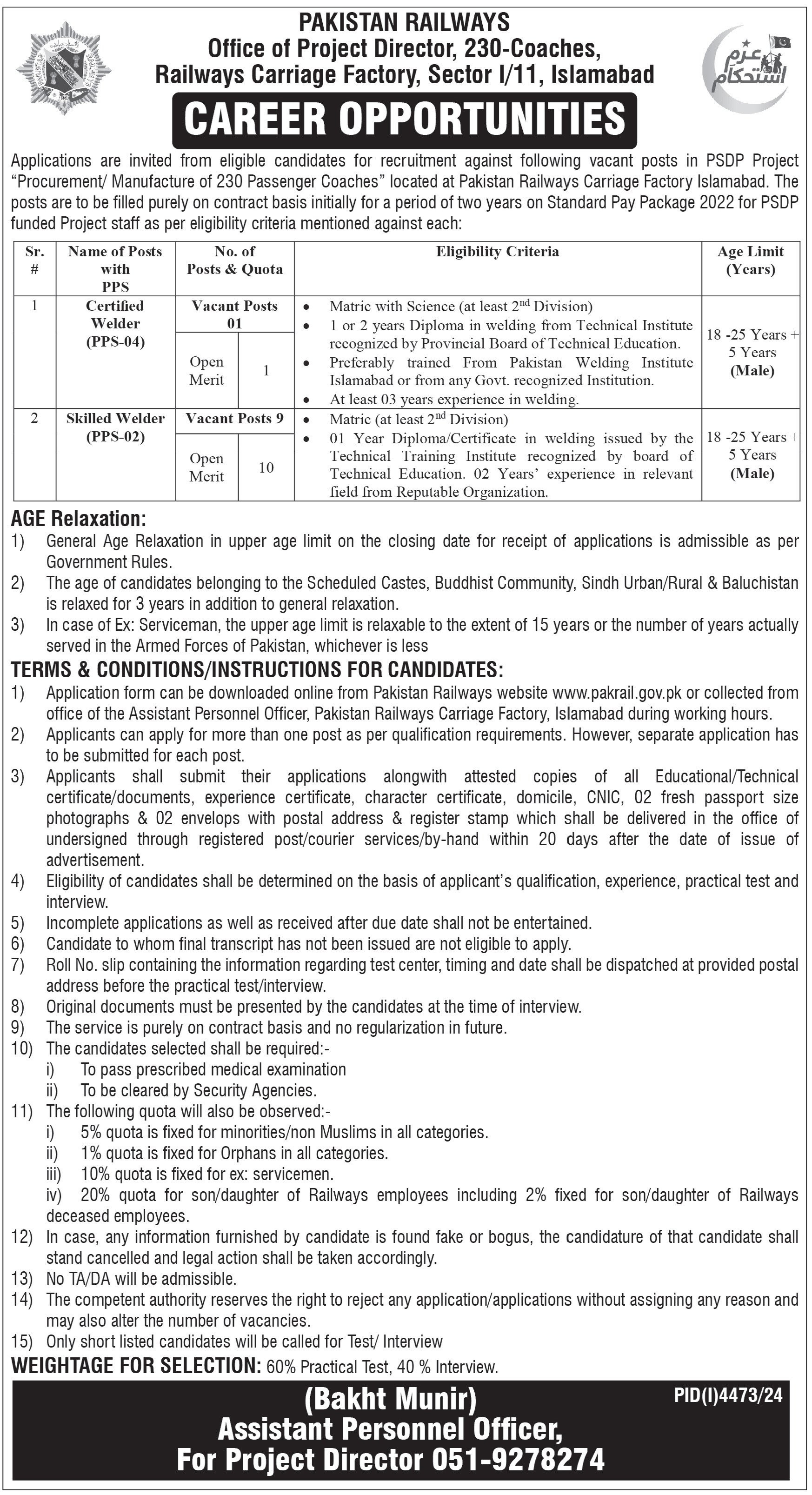 Pakistan Railways Islamabad Latest Jobs 2025 Advertisement