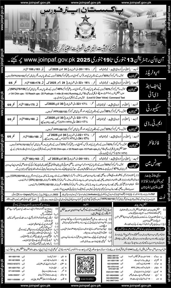 Latest PAF Pakistan Air Force Jobs 2025 Advertisement