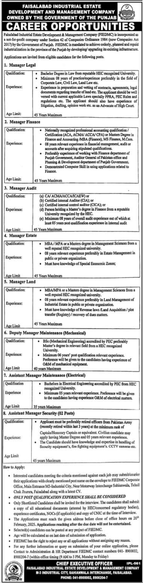 Faisalabad FIEDMC Company Jobs 2025 Advertisement