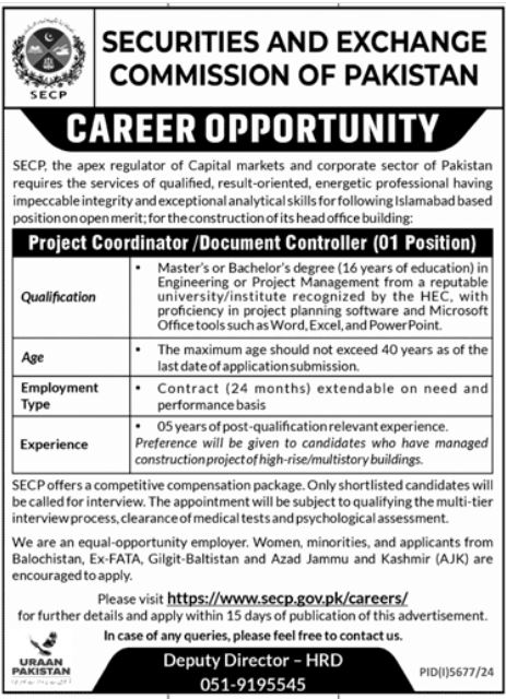 Securities and Exchange Commission of Pakistan SECP Jobs 2025 Advertisement