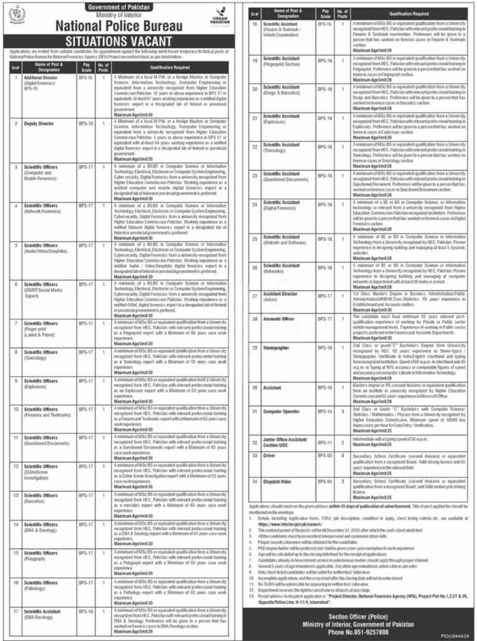 National Police Bureau Jobs 2025 Advertisement