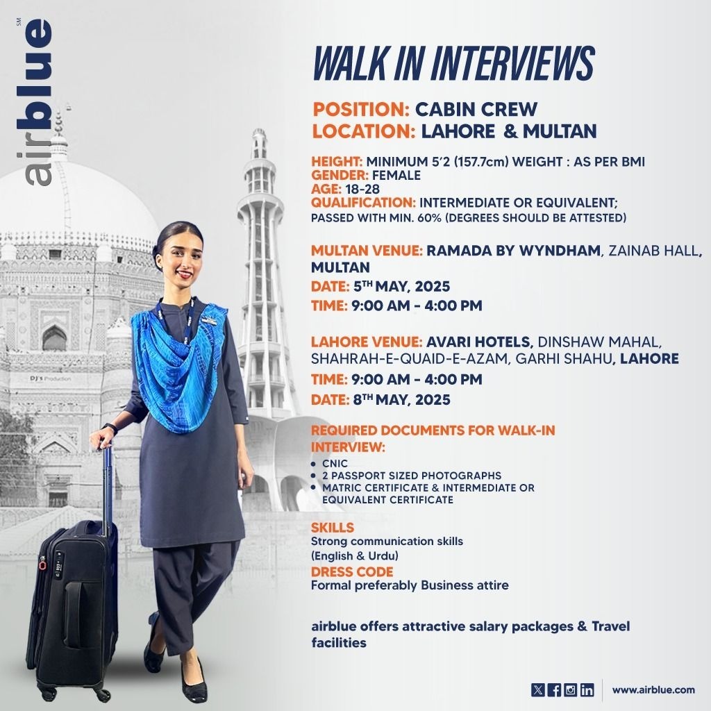 Airblue Jobs 2025 New Advertisement