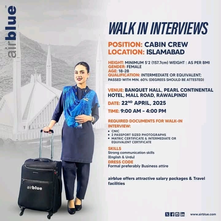 Airblue Jobs 2025 New Advertisement