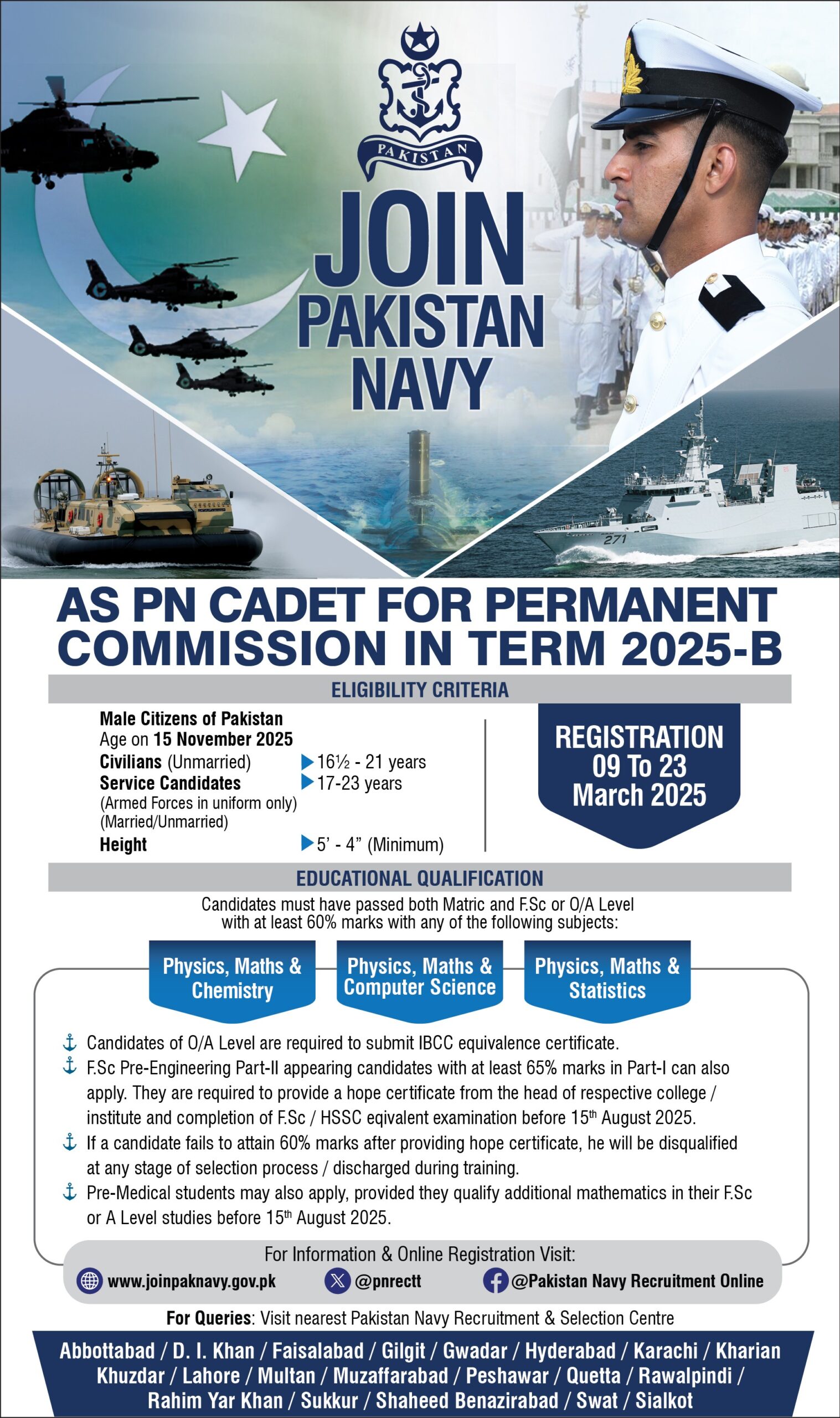 Join Pakistan Navy As PN Cadet For Permanent Commission In Term 2025-B PN Cadet Apply Online Advertisement